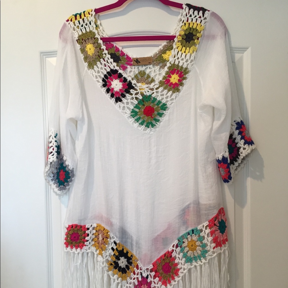LF embroidered fringe cover up (M/L)